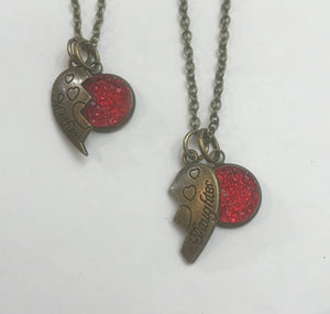 Shared Heart Mother-Daughter Necklace Set (Antique Bronze)