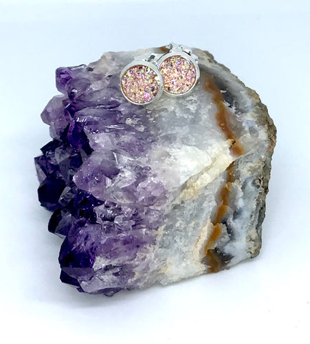 8mm Cotton Candy Druzy Clip-On Studs