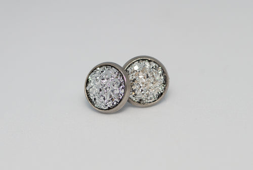 10mm Silver Druzy Studs