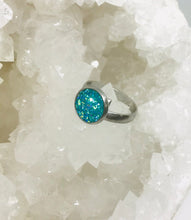 Load image into Gallery viewer, 10mm Lake Blue Druzy Ring (Stainless Steel)