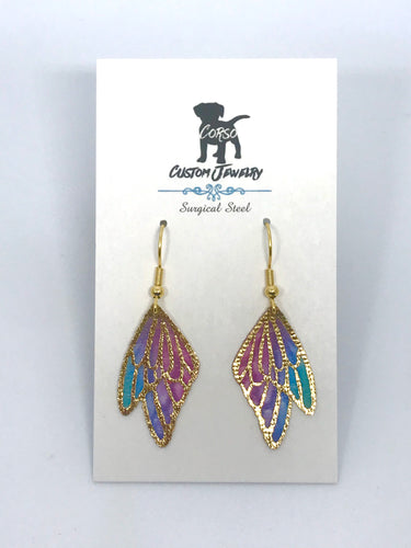 Multicolour Butterfly Drop Earrings (Surgical Steel)