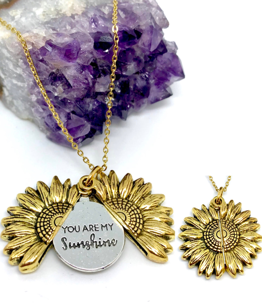 “You are my Sunshine” Sunflower Necklace (Gold Stainless Steel)