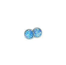 Load image into Gallery viewer, 8mm Sky Blue Druzy Studs