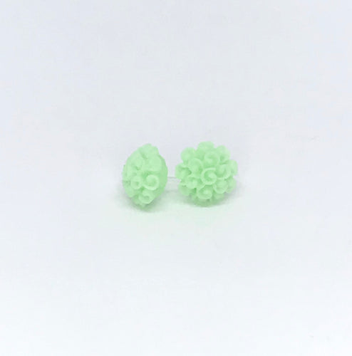 Floral Bouquet Studs in Mint Green (No Metal)