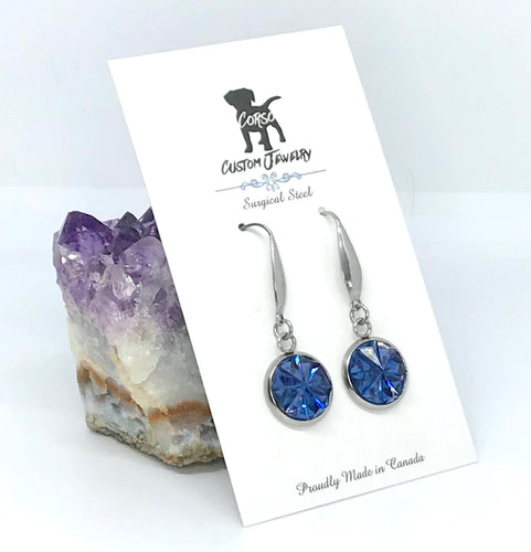12mm Sapphire Burst Drop Earrings (Surgical Steel)