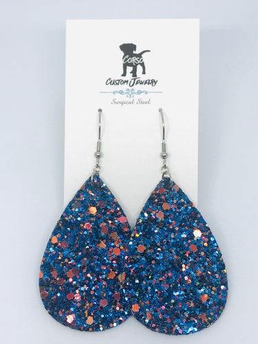 Midnight Shimmer Leather Drop Earrings (Surgical Steel)