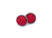 Load image into Gallery viewer, 10mm Red Druzy Studs