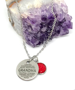 GRANDMA Word Collage 3-in-1 Necklace (Stainless Steel)