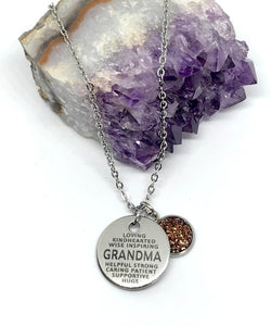 GRANDMA Word Collage 3-in-1 Necklace (Stainless Steel)