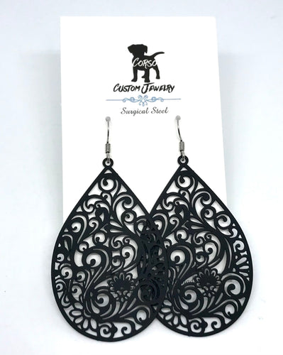 Felicity Drop Earrings in Black