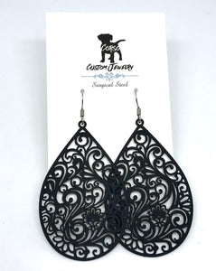 Felicity Drop Earrings in Black