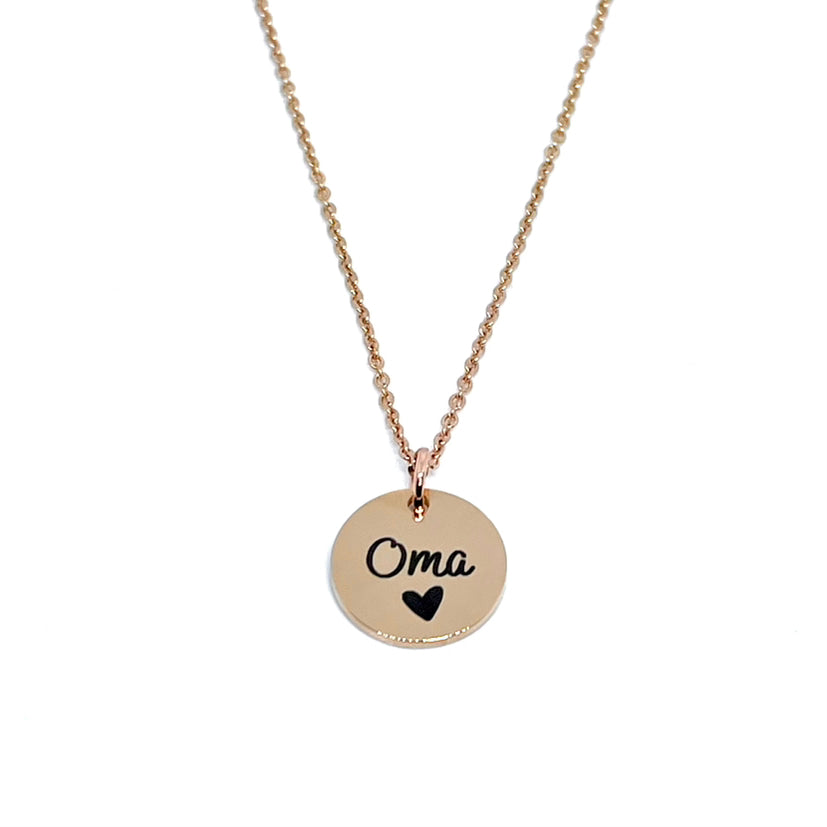 Oma Charm Necklace (Rose Gold Stainless Steel)