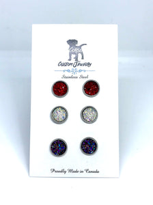 Canada Day 8mm Stud Trio (Stainless Steel)