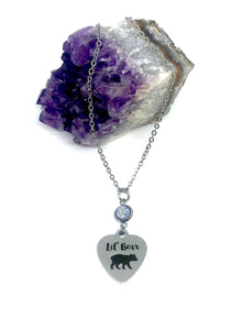 Lil’ Bear Birthstone Necklace (Stainless Steel)
