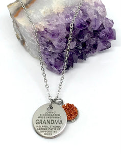 GRANDMA Word Collage 3-in-1 Necklace (Stainless Steel)