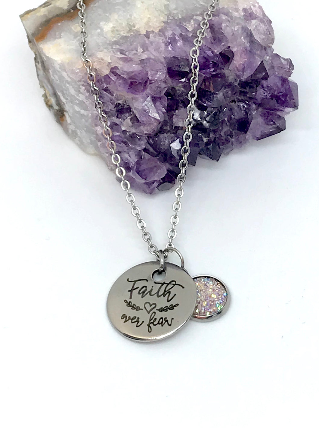 “Faith over Fear” 3-in-1 Necklace (Stainless Steel)
