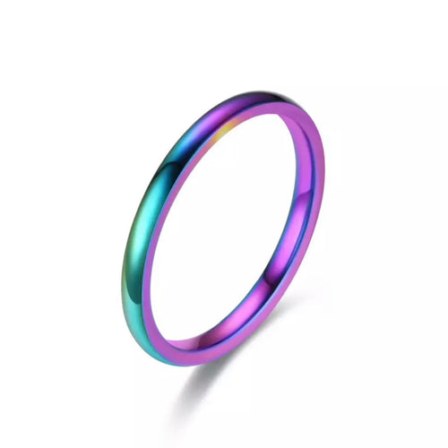 Stackable Rainbow Stainless Steel Ring