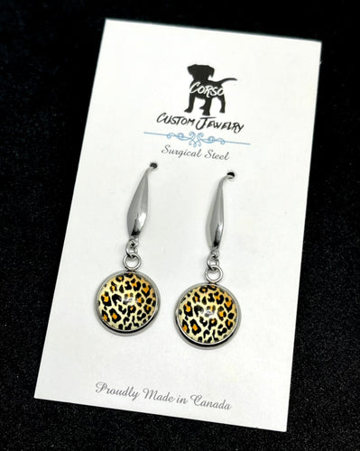 12mm Golden Leopard Drop Earrings (Surgical Steel)