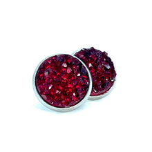 Load image into Gallery viewer, 12mm Merlot Druzy Studs