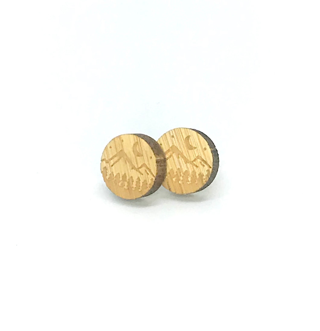 Wooden Starry Night Studs (Stainless Steel)