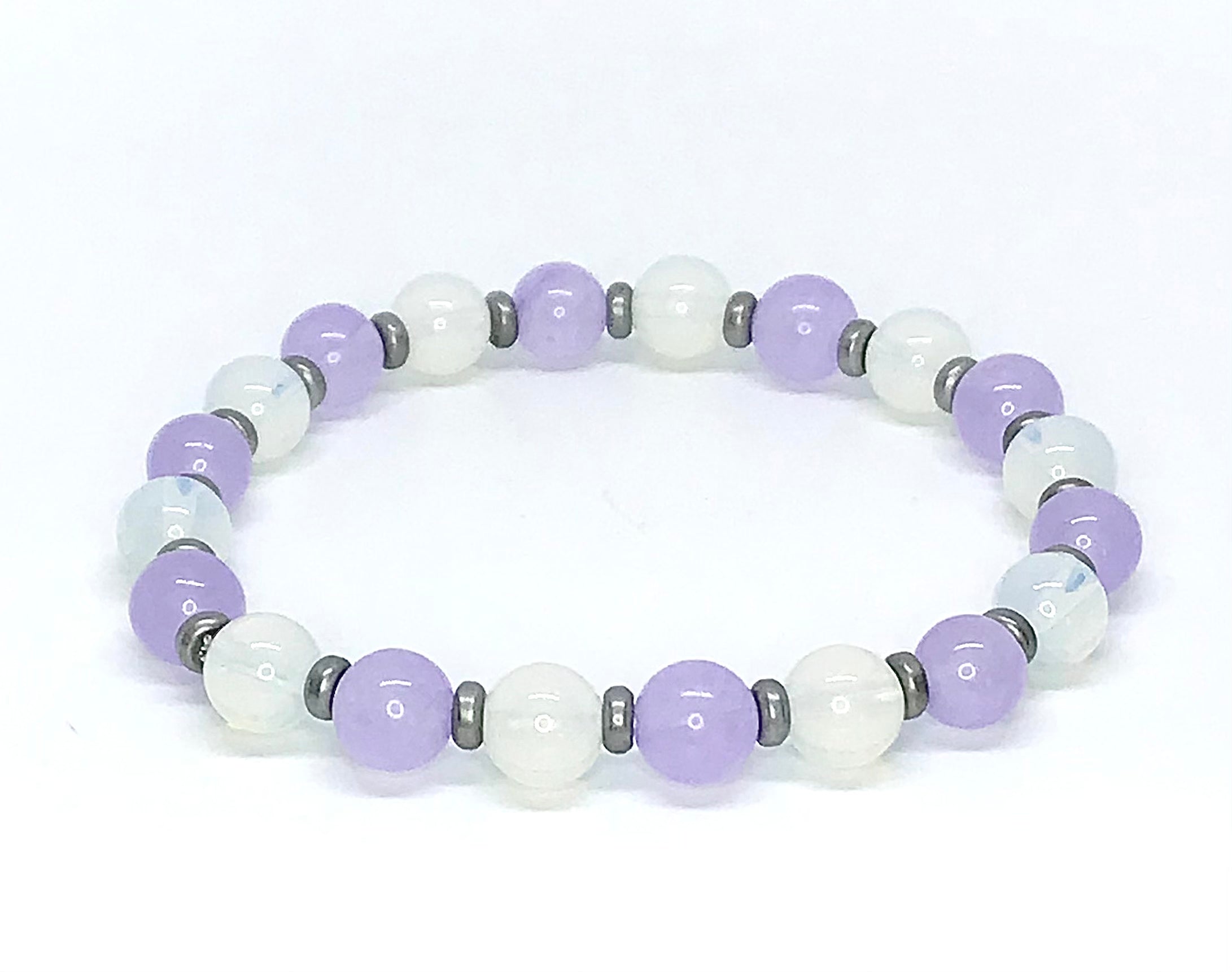 8mm Lilac Chalcedony & Opal Bracelet #1 – Corso Custom Jewelry