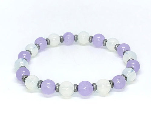 8mm Lilac Chalcedony & Opal Bracelet #1