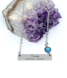 Family Necklace with One Birthstone (Stainless Steel)