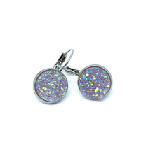 Load image into Gallery viewer, 12mm Mauve Druzy Leverback Drop Earrings (Stainless Steel)