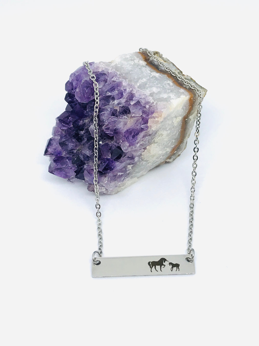 Mama Unicorn Necklace with One Baby (Stainless Steel)