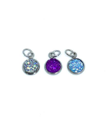 8mm Purple Ombre Druzy Charm Set