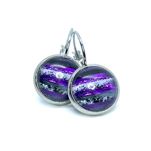 12mm Purple Coven Leverback Drop Earrings (Stainless Steel)