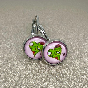 12mm Zombie Valentine Leverback Drop Earrings (Stainless Steel)