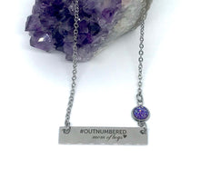 Load image into Gallery viewer, #OUTNUMBERED Mom of Boys Necklace with One Birthstone (Stainless Steel)