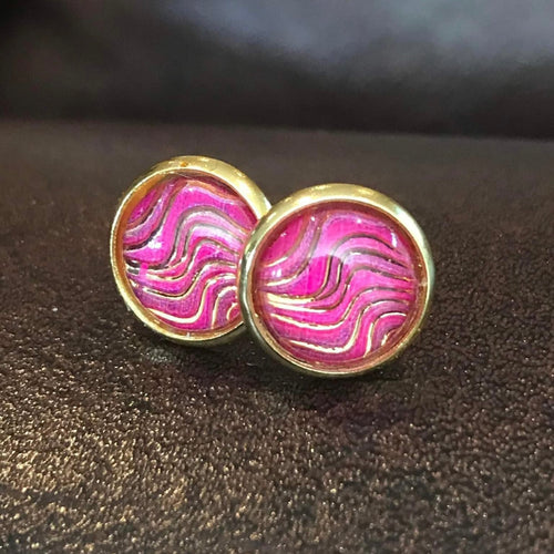 10mm Pink Ripple Studs (Stainless Steel)