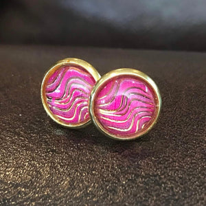 10mm Pink Ripple Studs (Stainless Steel)