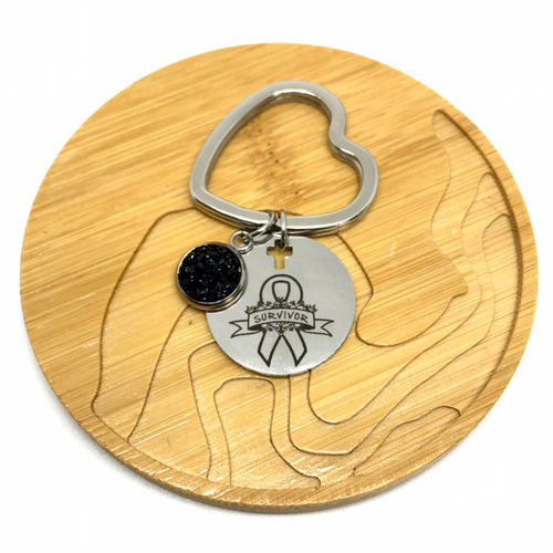 Skin Cancer Survivor Research Keychain (Stainless Steel)