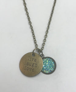 “live laugh love” Necklace (Antique Bronze)