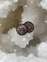 Load image into Gallery viewer, 12mm Chocolate Druzy Studs