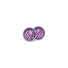 Load image into Gallery viewer, 10mm Purple Leopard Print Studs (Stainless Steel)