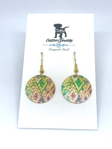 Multicolour Golden Diamond Drop Earrings (Surgical Steel)