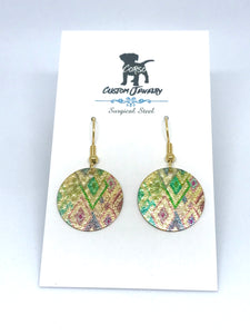 Multicolour Golden Diamond Drop Earrings (Surgical Steel)