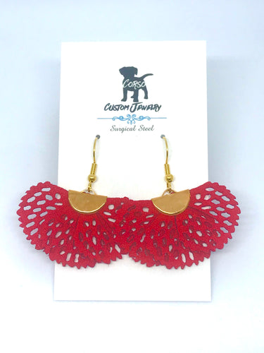 Fallen Leaf Drop Earrings in Red