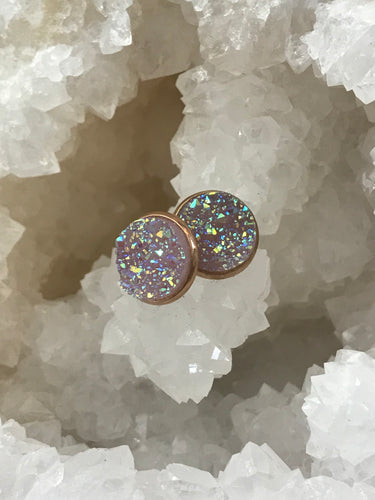 12mm Mauve Druzy Studs