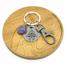 Load image into Gallery viewer, Pancreatic Cancer Survivor Research Keychain (Stainless Steel)