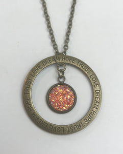 “DREAM HOPE TRUST LOVE” Necklace (Antique Bronze)