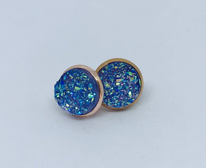 12mm Orchid Druzy Studs