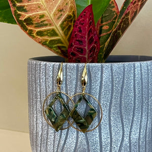 Green Camo Drop Earrings (Surgical Steel)