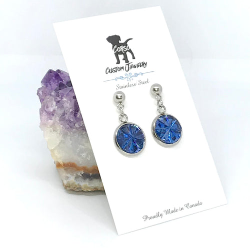 12mm Sapphire Burst Drop Studs (Stainless Steel)