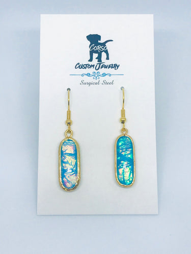 Sky Blue Foil Drop Earrings (Surgical Steel)