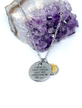 Load image into Gallery viewer, “I Can Do All Things Through Christ Who Strengthens Me” 3-in-1 Necklace (Stainless Steel)